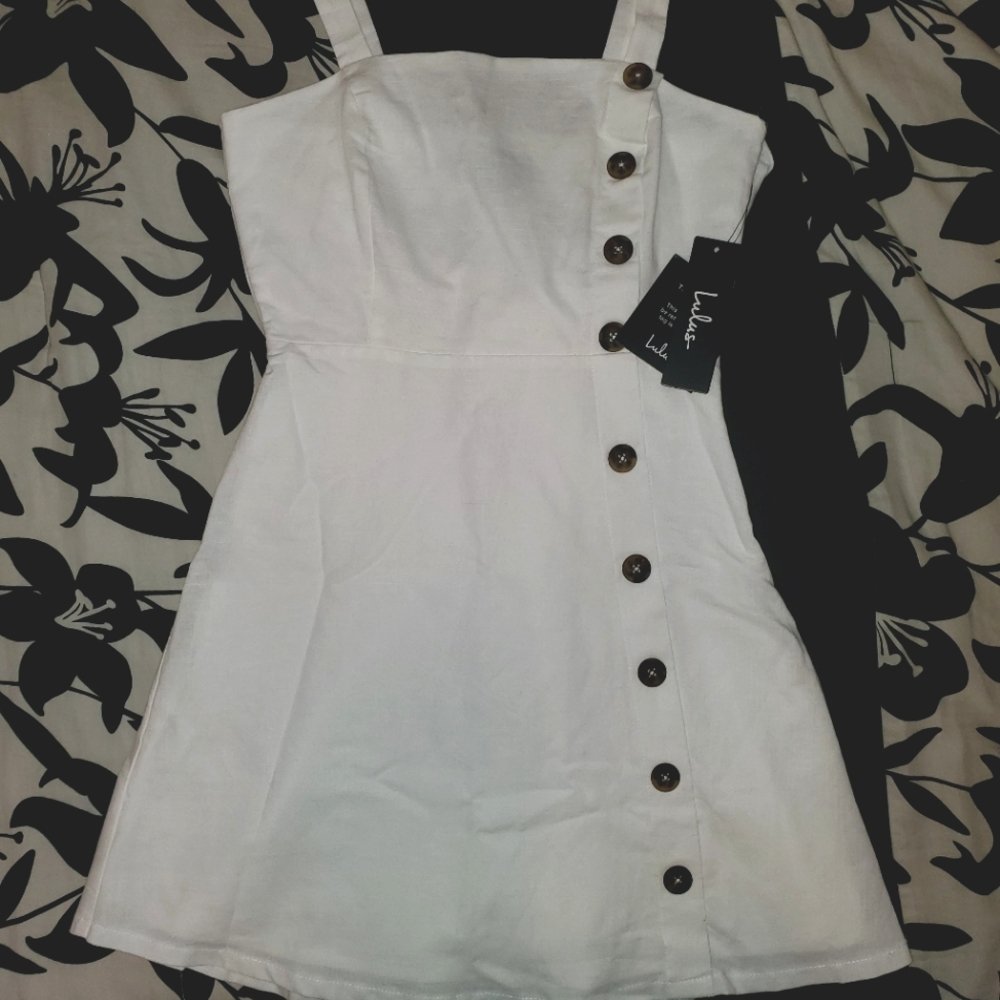 NEW NWT Lulus Louetta White Button-Down Mini Dress - Picture 5 of 10